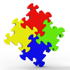 Image showing Multicolored Puzzle Square Showing Union