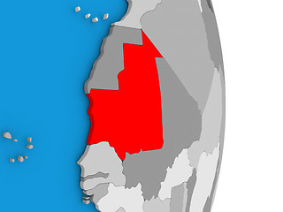 Image showing Mauritania on globe