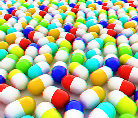 Image showing Tablets background. 3D illustration. Anaglyph. View with red/cya