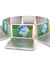 Image showing internet, global network, computers around globe. 3d render. Ana