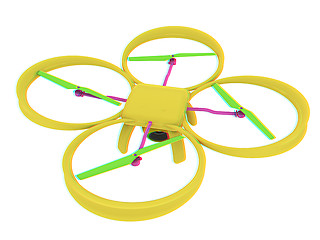 Image showing Drone, quadrocopter, with photo camera flying. 3d render. Anagly