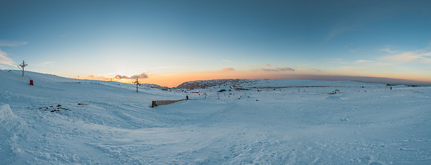 Image showing Panoramic view of the Ski Resort during sunset at Serra da Estre