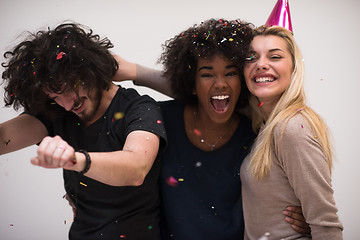 Image showing confetti party multiethnic group of people