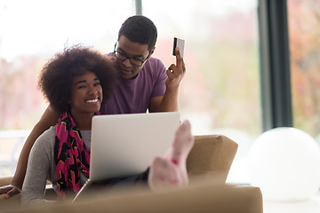 Image showing african american couple shopping online