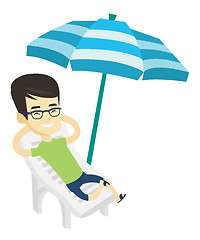 Image showing Man relaxing on beach chair vector illustration.