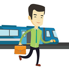 Image showing Business man at train station vector illustration