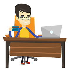 Image showing Man shopping online vector illustration.