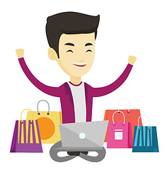 Image showing Man shopping online vector illustration.