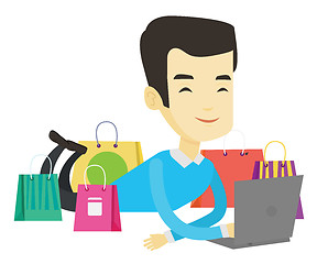 Image showing Man shopping online vector illustration.