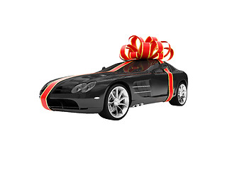 Image showing Gift isolated black car front view