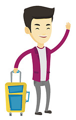 Image showing Young man hitchhiking vector illustration.