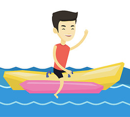 Image showing Tourists riding a banana boat vector illustration.