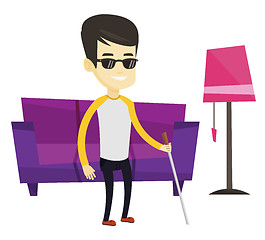 Image showing Blind man with stick vector illustration.