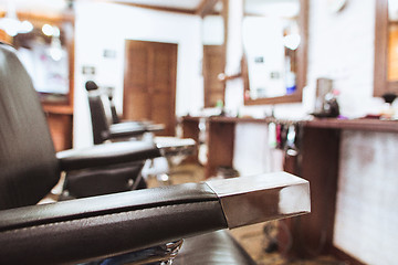 Image showing Vintage chairs in barbershop