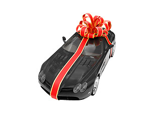 Image showing Gift isolated black car front view
