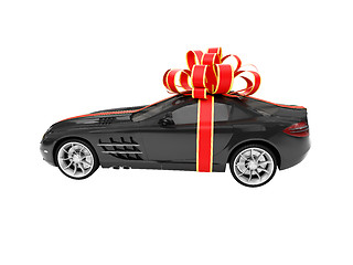 Image showing Gift isolated black car side view