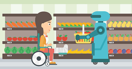 Image showing Robotic helper working in supermarket.