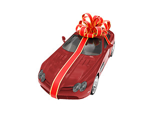 Image showing Gift isolated red car front view