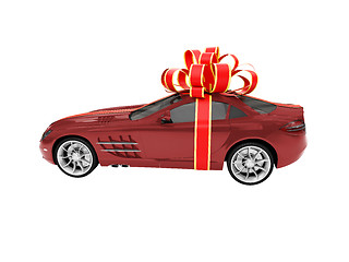 Image showing Gift isolated red car side view