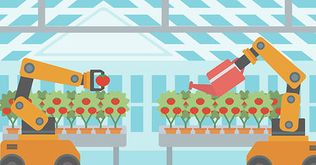 Image showing Robot working in a greenhouse.