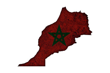 Image showing Map and flag of Morocco on rusty metal