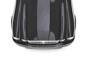 Image showing isolated black car top view zoom