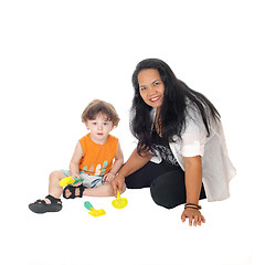 Image showing Nanny plays with little boy.