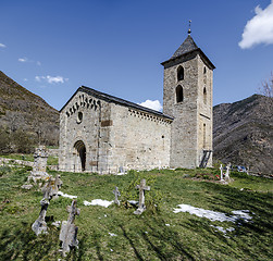 Image showing Roman Church of Santa Maria de la Asuncion in Coll Catalonia - Spain