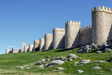 Image showing Scenic medieval city walls of Avila