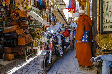 Image showing Berber market in the souks of Marrakech, Morocco 