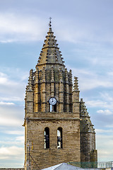 Image showing church bell tower Late 16th century late Gothic building of San Esteban built in the village of Loarre Aragon Huesca Spain