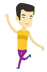 Image showing Cheerful asian man dancer dancing.