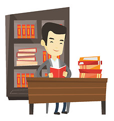 Image showing Student reading book vector illustration.