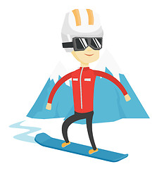 Image showing Young man snowboarding vector illustration.