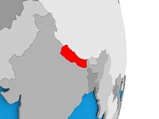 Image showing Nepal on globe