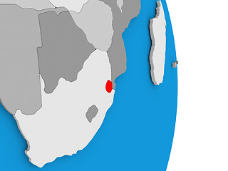 Image showing Swaziland on globe