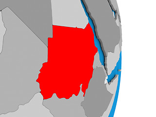 Image showing Sudan on globe