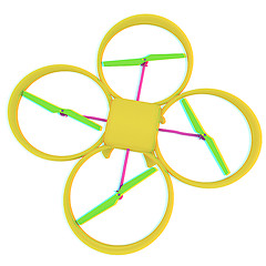 Image showing Drone, quadrocopter, with photo camera flying. 3d render. Anagly