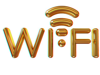 Image showing Gold wifi icon for new year holidays. 3d illustration. Anaglyph.