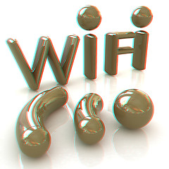 Image showing WiFi symbol. 3d illustration. Anaglyph. View with red/cyan glass