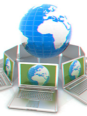 Image showing internet, global network, computers around globe. 3d render. Ana
