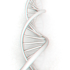 Image showing DNA structure model. 3d illustration. Anaglyph. View with red/cy