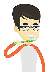 Image showing Man brushing his teeth vector illustration.