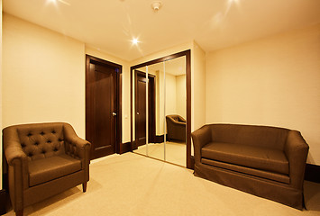 Image showing Interior of modern comfortable hotel room.