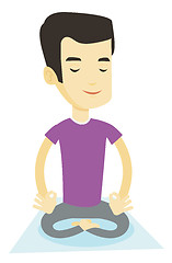 Image showing Man meditating in lotus pose vector illustration.