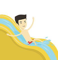 Image showing Man riding down waterslide vector illustration.