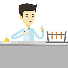 Image showing Laboratory assistant working vector illustration.