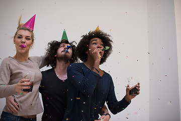 Image showing confetti party multiethnic group of people