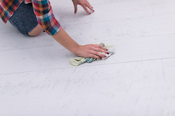 Image showing woman cleaning the floor