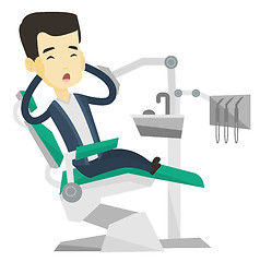 Image showing Scared patient in dental chair vector illustration